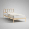 Lit simple 90 x 200 cm cadre de lit bois massif de pin naturel sommier à lattes tête de lit à barreaux structure rectangulaire