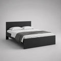 Lit double 140 x 190 cm cadre en panneaux de particules mélaminés noir tête et pied de lit pleins rectangulaire avec support sommier